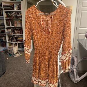 American Eagle Orange Boho Fall Mini Dress Indie Whimseygoth Cottage
